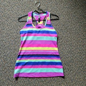 Women’s Lu Ka Tank Top Sz Small Rainbow Stripe Yoga Top EUC